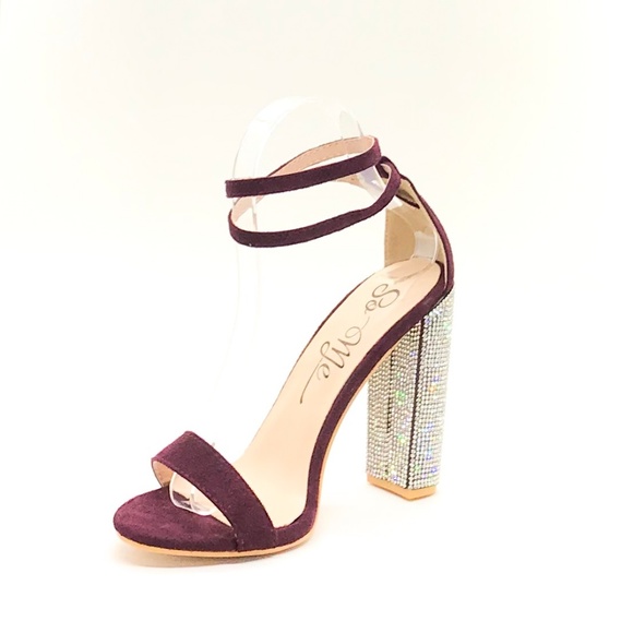 Wine Rhinestone Heels - Picture 4 of 4